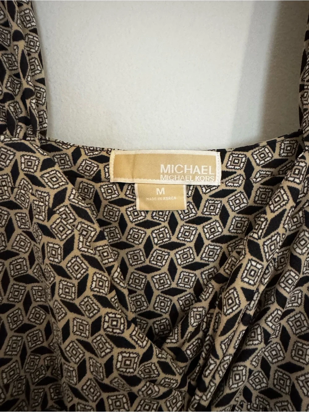 Michael Kors Black and Tan Geometric Dress